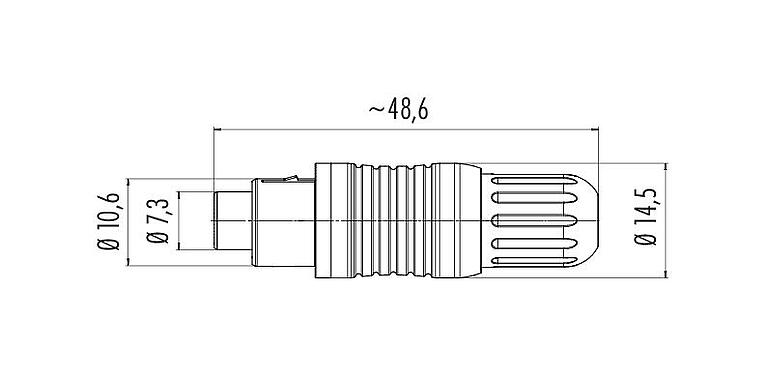 比例图 99 4930 00 08 - Push Pull 直头孔头电缆连接器, 极数: 8, 3.5-5.0mm, 可接屏蔽, 焊接, IP67