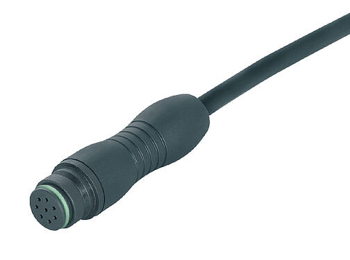 Ilustración 77 6406 0000 50012-0200 - Snap-In Conector de cable hembra, Número de contactos: 12, sin blindaje, moldeado en el cable, IP67, PUR, negro, 12 x 0,25 mm², 2 m