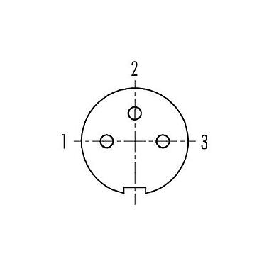 Расположение контактов (со стороны подключения) 99 0406 10 03 - M9 Кабельная розетка, Количество полюсов: 3, 3,5-5,0 мм, экранируемый, пайка, IP67