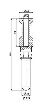 Dibujo a escala 61 1312 139 - Bayoneta HEC - Pin de contacto para la versión 4+PE; Serie 696