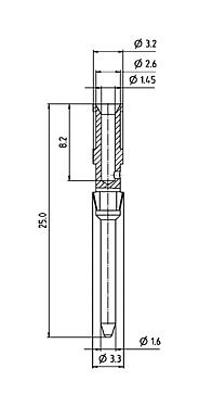Desenho da escala 61 0893 139 - RD24 / baioneta HEC - contato masculino, 100 pcs.; série 692/693/696
