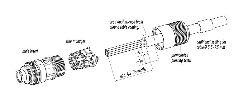 Instrukcja montażu 99 4171 00 08 - M16 Męskie złącze kablowe proste, Kontaktów: 8, 5,5-9,0 mm, do ekranowania, IDC, IP67