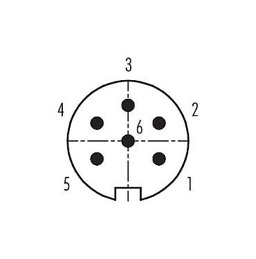 Arranjo de contato (Lado do plug-in) 09 0143 72 06 - M16 Plugue angular, Contatos: 6 (06-a), 6,0-8,0 mm, desprotegido, solda, IP40