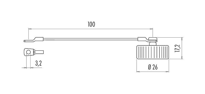 Desenho da escala 08 1202 001 001 - M23 - Tampa de proteção para conectores de flange com rosca macho; Série 623