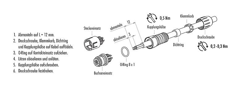 Montageanleitung 99 9209 00 04 - Snap-In Kabelstecker, Polzahl: 4, 3,5-5,0 mm, ungeschirmt, löten, IP67, UL