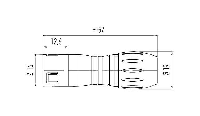 比例图 99 9133 402 12 - Snap-in 快插 直头针头电缆连接器, 极数: 12, 6.0-8.0mm, 非屏蔽, 焊接, IP67