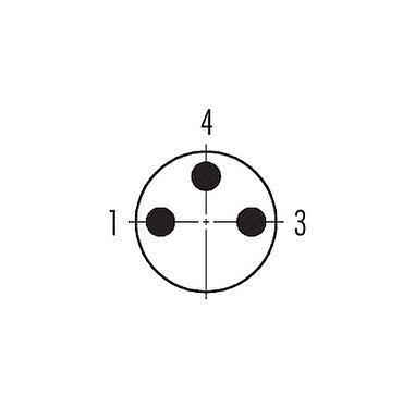 Polbild (Steckseite) 99 3379 110 03 - M8 Winkelstecker, Polzahl: 3, 3,5-5,0 mm, ungeschirmt, schraubklemm, IP67, UL