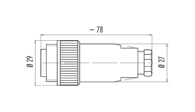 Scale drawing 99 4201 110 07 - RD24 Male cable connector, Contacts: 6+PE, 8.0-10.0 mm, unshielded, crimping (Crimp contacts must be ordered separately), IP67, UL, ESTI+, VDE, PG 11