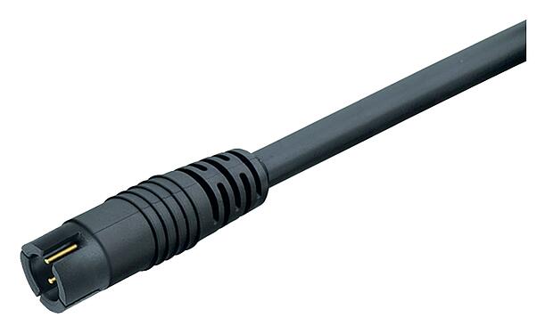 Ilustracja 79 9003 12 04 - Zatrzask Męskie złącze kablowe proste, Kontaktów: 4, nieekranowany, formowane wtryskowo na kablu, IP40, PVC, czarny, 4 x 0,25 mm², 2 m