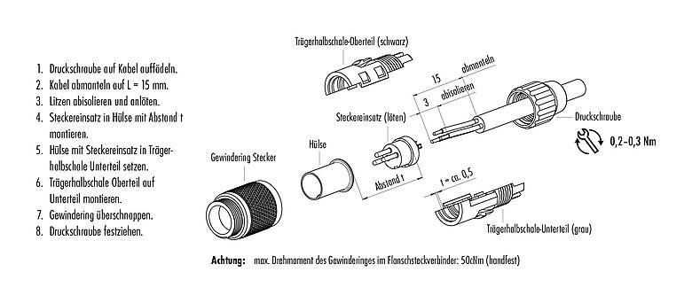 Montageanleitung 99 0095 102 05 - M9 Kabelstecker, Polzahl: 5, 4,0-5,0 mm, ungeschirmt, löten, IP40