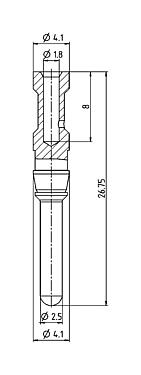 Desenho da escala 61 0903 139 - Bayonet HEC - Contato pino, 100 pcs.; Série 696
