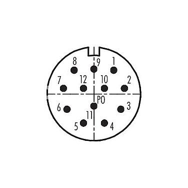 Polbild (Steckseite) 99 4605 70 12 - M23 Winkelstecker, Polzahl: 12, 6,0-10,0 mm, ungeschirmt, löten, IP67