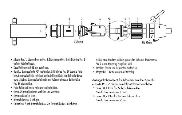 Montageanleitung 99 4627 00 12 - M23 Kupplungsstecker, Polzahl: 12, 6,0-10,0 mm, schirmbar, löten, IP67