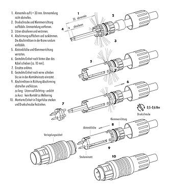Montageanleitung 99 4813 00 05 - Push Pull Kabelstecker, Polzahl: 5, 4,0-8,0 mm, schirmbar, löten, IP67