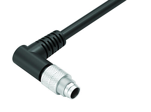 Illustratie 79 1401 72 02 - M9 Male haakse connector, aantal polen: 2, afgeschermd, aan de kabel aangegoten, IP67, PUR, zwart, 5 x 0,25 mm², 2 m