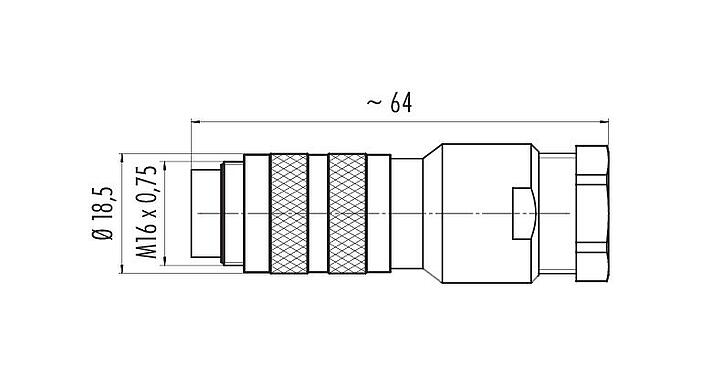 Масштабный чертеж 99 5829 15 12 - M16 Кабельный штекер, Количество полюсов: 12 (12-a), 8,0-10,0 мм, экранируемый, пайка, IP67, UL