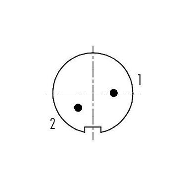 Polbild (Steckseite) 99 0401 10 02 - M9 Kabelstecker, Polzahl: 2, 3,5-5,0 mm, schirmbar, löten, IP67