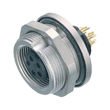 Illustration 09 0428 80 08 - M9 Female panel mount connector, Contacts: 8, unshielded, solder, IP67, front fastened