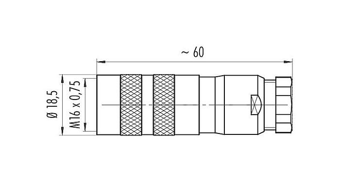 Desenho da escala 99 5606 210 03 - M16 Tomada de cabo, Contatos: 3 (03-a), 6,0-8,0 mm, blindável, pinça de parafuso, IP67, UL