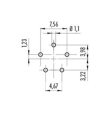 导体结构 09 0762 190 05 - 卡扣式 孔头法兰座, 极数: 5, 非屏蔽, THT, IP54 未对插时, 板前固定