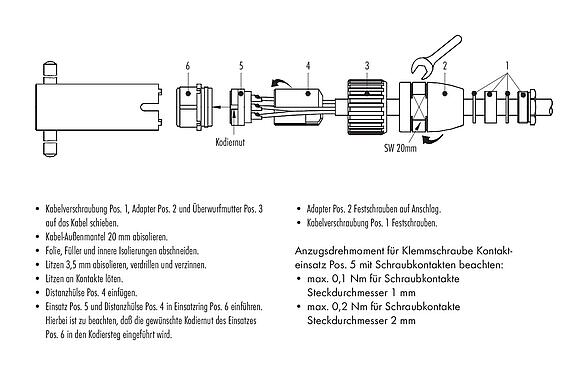 Montageanleitung 99 4601 10 09 - M23 Kabelstecker, Polzahl: 9, 6,0-10,0 mm, ungeschirmt, löten, IP67