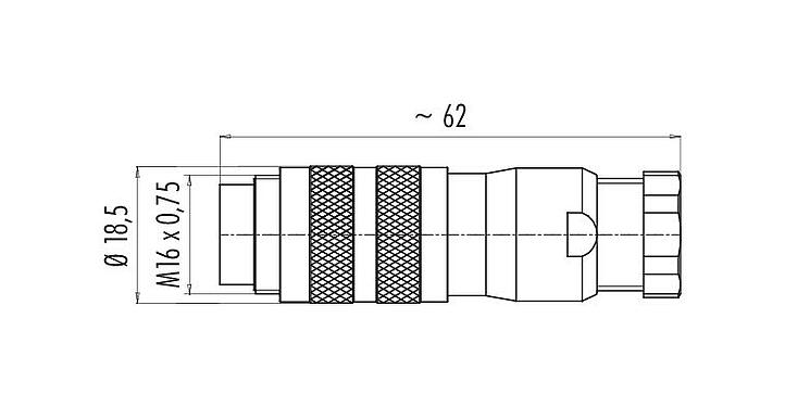 Desenho da escala 99 5661 15 19 - M16 Plugue de cabo, Contatos: 19 (19-a), 6,0-8,0 mm, blindável, solda, IP67, UL