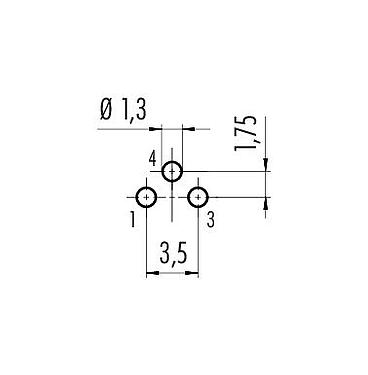 Disposizione dei conduttori 86 6819 0000 00703 - M8 Connettore maschio a pannello, Numero poli: 3, non schermato, THT, IP67