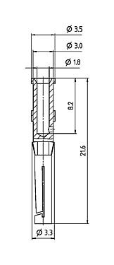 Desenho da escala 61 0899 139 - RD24 / Bayonet HEC - Contacto de tomada, 100 pcs.; Série 692/693/696