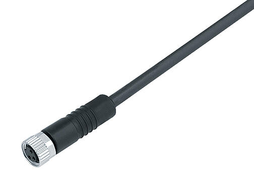 Ilustración 77 3406 0000 50008-0200 - M8 Conector de cable hembra, Número de contactos: 8, sin blindaje, moldeado en el cable, IP67/IP69K, UL, PUR, negro, 8 x 0,25 mm², 2 m