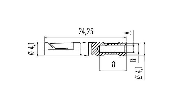 Rysunek z wymiarami 61 0900 139 - Bayonet HEC - Styk gniazdowy, 100 szt.; Seria 696