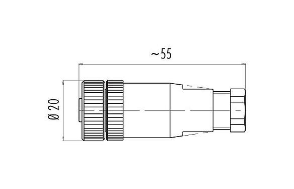 Desenho da escala 99 2430 14 03 - 1/2 UNF Tomada de cabo, Contatos: 2+PE, 4,0-6,0 mm, desprotegido, pinça de parafuso, IP67, UL