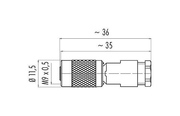 Rysunek z wymiarami 99 0422 00 07 - M9 Zeńskie złącze kablowe proste, Kontaktów: 7, 3,5-5,0 mm, nieekranowany, lutowanie, IP67