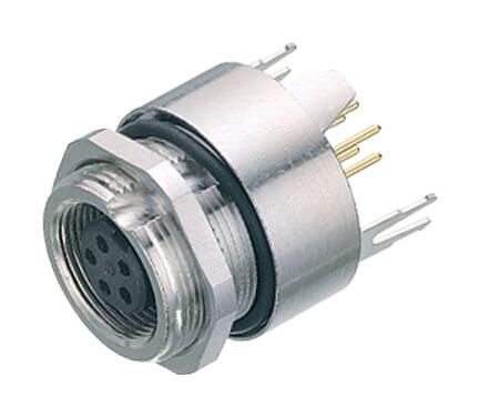 Illustration 09 0404 35 02 - M9 Female panel mount connector, Contacts: 2, shieldable, THT, IP67, front fastened