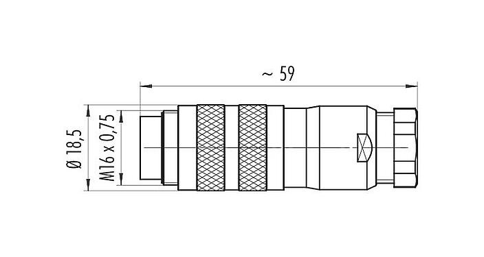 Desenho da escala 99 5613 210 05 - M16 Plugue de cabo, Contatos: 5 (05-a), 6,0-8,0 mm, blindável, pinça de parafuso, IP67, UL