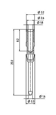 Desenho da escala 61 0894 139 - RD24 / baioneta HEC - contato masculino, 100 pcs.; série 692/693/696