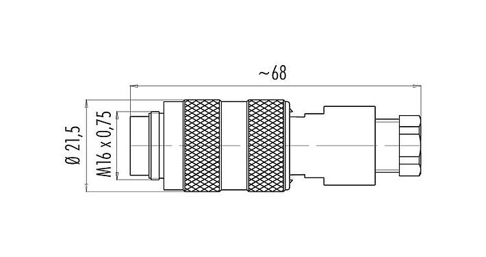 스케일 드로잉 09 0121 25 06 - M16 케이블 커넥터, 콘택트 렌즈: 6 (06-a), 4.0-6.0mm, 차폐되지 않음, 솔더, IP67