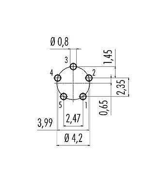 Geleiderconfiguratie 99 9215 090 05 - Snap-In Male panel mount connector, aantal polen: 5, onafgeschermd, THT, IP67, UL