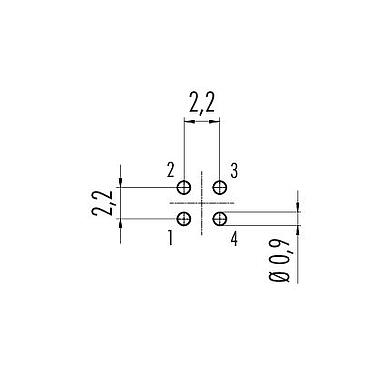 Geleiderconfiguratie 09 0082 20 04 - M9 Female panel mount connector, aantal polen: 4, onafgeschermd, THT, IP40