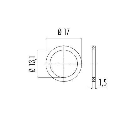 Desenho da escala 16 1125 071 - M12-A/B/D/D/K/K/L/S/T/US/X - Junta plana para rosca de montagem, M16 x 1,5, PG9; Série 713/715/763/766/813/813/814/815/825/866/876