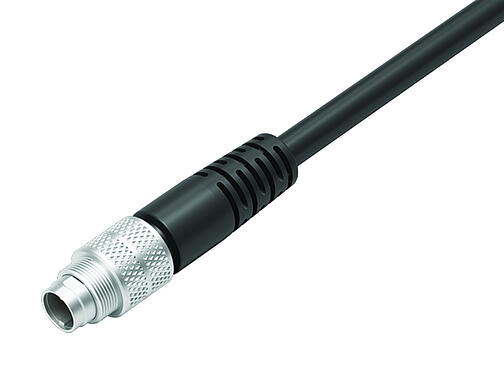 Ilustración 79 1405 15 03 - M9 Conector de cable macho, Número de contactos: 3, blindado, moldeado en el cable, IP67, PUR, negro, 5 x 0,25 mm², 5 m