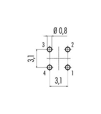 Disposizione dei conduttori 99 9211 090 04 - Snap-In Connettore maschio a flangia, Numero poli: 4, non schermato, THT, IP67, UL