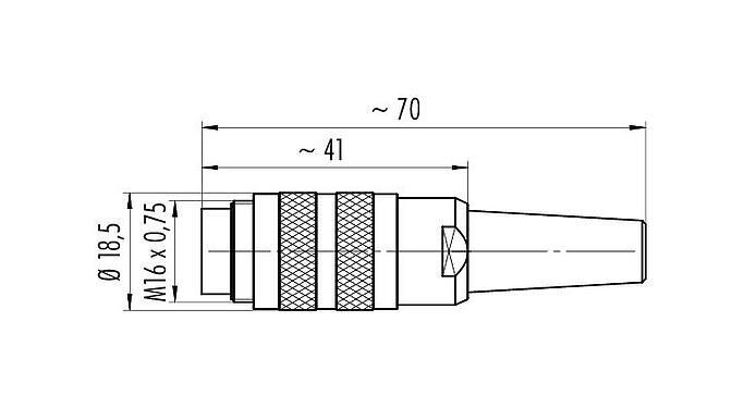 Desenho da escala 99 2013 700 05 - M16 Plugue de cabo, Contatos: 5 (05-a), 4,0-6,0 mm, blindável, crimpado (os contactos de crimpdevem ser encomendados separadamente), IP40
