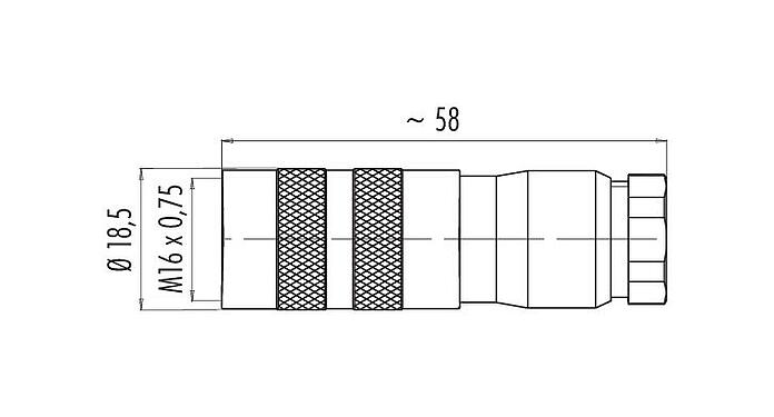 Масштабный чертеж 99 5606 00 03 - M16 Кабельная розетка, Количество полюсов: 3 (03-a), 6,0-8,0 мм, экранируемый, пайка, IP67, UL