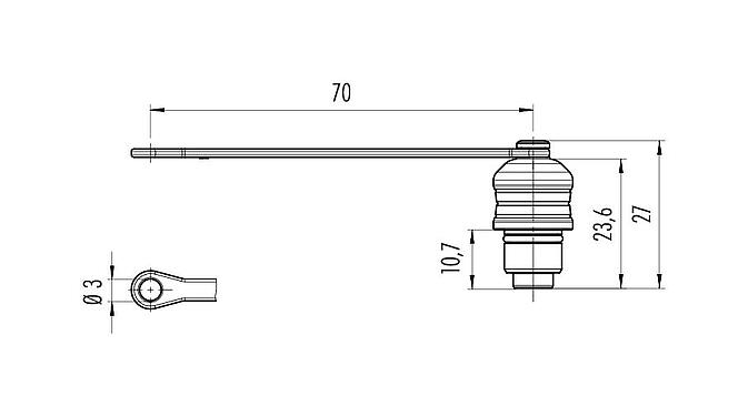 Desenho da escala 08 2966 000 000 - Push-pull - tampa de proteção para conector fêmea para montagem em painel / conector macho para montagem em painel; Série 430