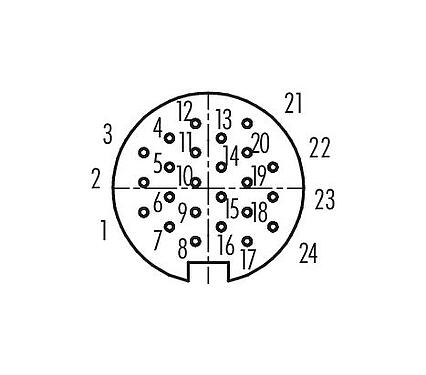 Расположение контактов (со стороны подключения) 99 5896 15 24 - M16 Кабельная розетка, Количество полюсов: 24, 8,0-10,0 мм, экранируемый, пайка, IP67, UL