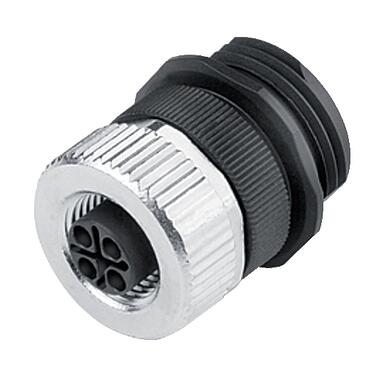 Illustration 99 0694 500 04 - M12 Female panel mount connector, Contacts: 3+PE, unshielded, screw clamp, IP68, UL, VDE, M20x1.5