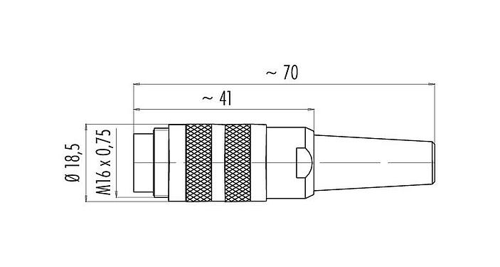 Desenho da escala 99 2037 20 16 - M16 Plugue de cabo, Contatos: 16, 6,0-8,0 mm, blindável, solda, IP40