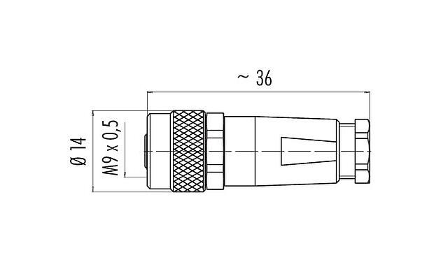 Desenho da escala 99 0426 10 08 - M9 Tomada de cabo, Contatos: 8, 3,5-5,0 mm, blindável, solda, IP67