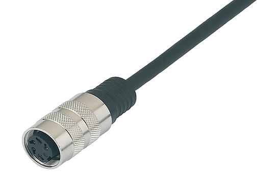 Illustration 79 6172 20 08 - M16 Female cable connector, Contacts: 8 (08-a), shielded, moulded on the cable, IP67, PUR, black, 8 x 0.25 mm², 2 m