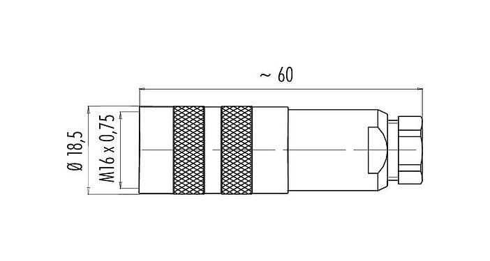 Desenho da escala 99 5496 00 24 - M16 Tomada de cabo, Contatos: 24, 4,0-6,0 mm, blindável, solda, IP67, UL